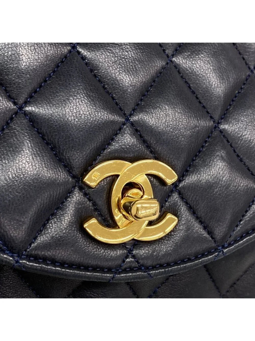 Chanel Shoulder Bag Quilted Lambskin Black Gold